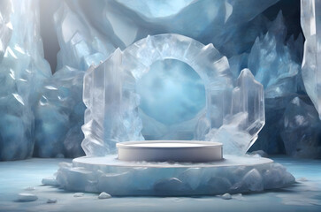 ice podium for product ai generated background