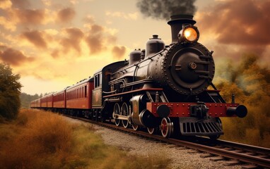 Fototapeta premium Old-fashioned steam train