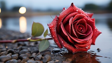 Red Rose On Patterned Sandy Beac, Background Image, Desktop Wallpaper Backgrounds, HD