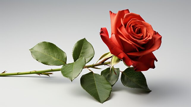 Red Rose Ribbon Isolated On White, Background Image, Desktop Wallpaper Backgrounds, HD