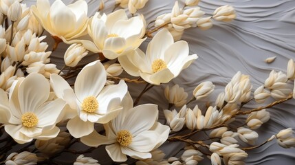 Obraz na płótnie Canvas Retro Empty Photo Frame Magnolia Flowers, Background Image, Desktop Wallpaper Backgrounds, HD