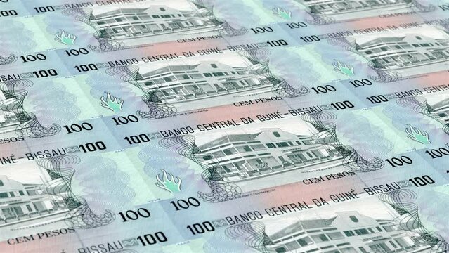 Guinea-Bissau Guinea-Bissau Peso 100 Banknotes Money Printing House, Printing One Hundred Guinea-Bissau Peso, Printing Press Machine Print out Guinea-Bissau Peso, Being printed by currency 100