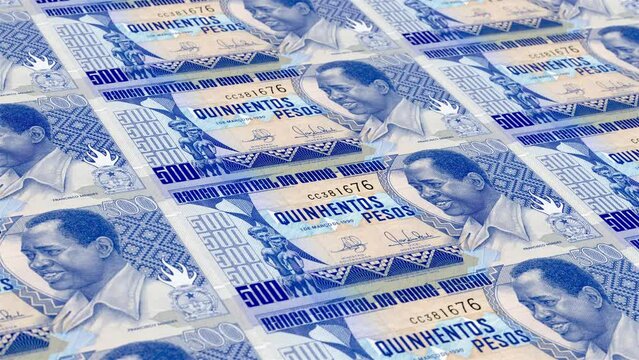 Guinea-Bissau Guinea-Bissau Peso 500 Banknotes Money Printing House, Printing Five Hundred Guinea-Bissau Peso, Printing Press Machine Print out Guinea-Bissau Peso, Being printed by currency 500
