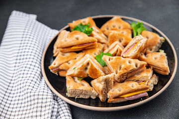 sandwich ham cheese pork beef meat plate snack fresh eating cooking appetizer meal food snack on the table copy space