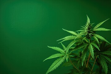 Cannabis flower close up, green marijuana background, vibrant cannabis plant, fresh green cannabis, lush marijuana leaves, relaxing, medicals, agriculture, generative AI, JPG