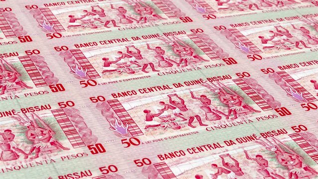 Guinea-Bissau Guinea-Bissau Peso 50 Banknotes Money Printing House, Printing Fifty Guinea-Bissau Peso, Printing Press Machine Print out Guinea-Bissau Peso, Being printed by currency 50