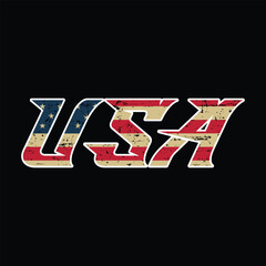 American flag with usa text design vector. USA text on flag