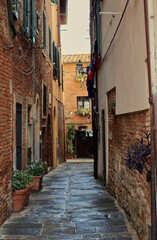 A typical Tuscan street in the historic center of Peccioli.