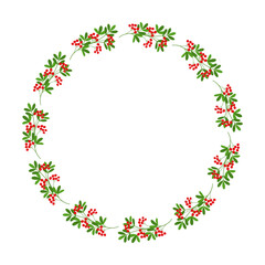 Christmas round floral wreath frame. Winter holiday decoration