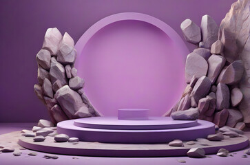 purple rock podium for product ai generated background