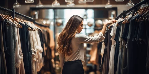 Deurstickers Woman choosing clothes in fashion store © Julia