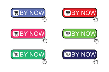 Shop now. Set of button shop now or buy now, Online shopping. Click here, buttons hand pointer clicking. Shop now button. Vector illustration in flat design . Modern collection for web site. Vector