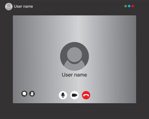 Video call screen template. Video call interface. Vector page of the workspace. Application for social communication. Video conference. Layout of video conferences and online meetings