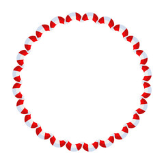 Christmas Candy Cane Frame. Striped ribbon circle sticker.