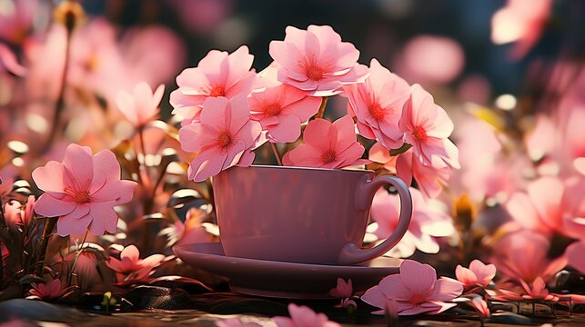 Hot Chocolate Art Beautiful Flowers Pot, Background Image, Desktop Wallpaper Backgrounds, HD