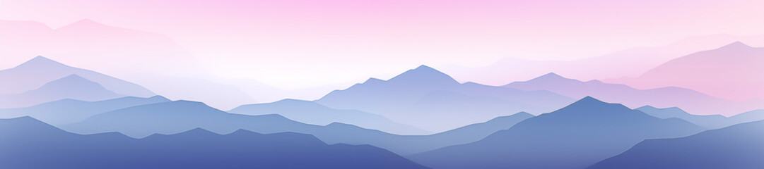 Obraz premium Pastel gradient mountain landscape. Banner image. Generative AI.