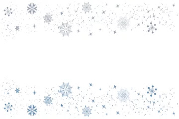 Fotobehang Christmas bright snowflake border banner. Seamless snowflake wave with star borders. Merry Christmas snow flake header or banner, wallpaper or backdrop decor. Isolated vector illustration © CzakaU
