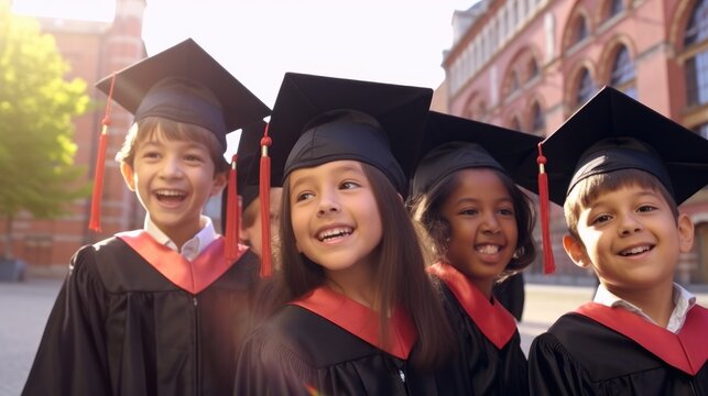 Group of Latino children celebrating their graduation