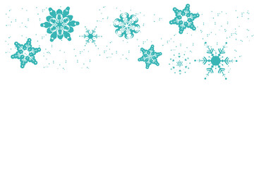 Christmas bright snowflake border banner. Seamless snowflake wave with star borders. Merry Christmas snow flake header or banner, wallpaper or backdrop decor. Isolated vector illustration
