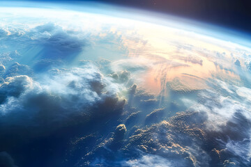 Naklejka premium Earths majesty, Stock photo showcasing the breathtaking beauty of planet Earth as seen from space a mesmerizing image of our celestial home.