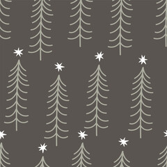 holiday seamless pattern with christmas tree. Colorful vector, flat style. hand drawing. design for fabric, print, wrapper