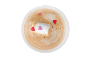 hot coffee chocolate cappuccino or latte appetizer meal food snack on the table copy space food background rustic top view