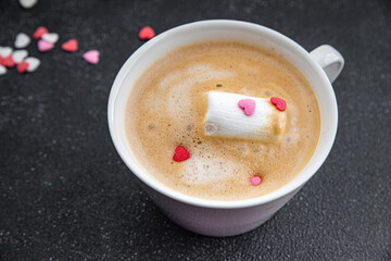 hot coffee chocolate cappuccino or latte appetizer meal food snack on the table copy space food background rustic top view