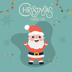 Santa claus cartoon kawaii Christmas characters Vector