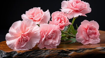 Fresh Pink Carnation Flower On Wooden, Background Image, Desktop Wallpaper Backgrounds, HD