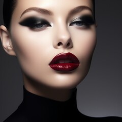 supermodel with red plump lips,high quality