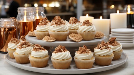 Obraz na płótnie Canvas Cupcake Rack Foreground On Dessert Table, Background Image, Desktop Wallpaper Backgrounds, HD