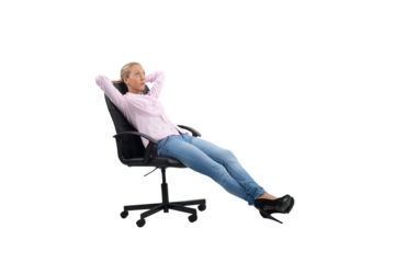 businesswoman is relaxing on a office chair