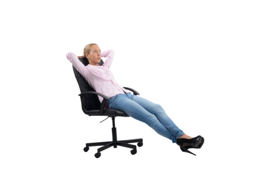 businesswoman is relaxing on a office chair