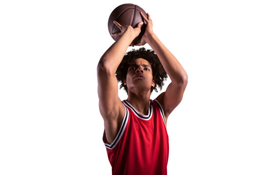 Basketball  player ready to shoot the ball during a match