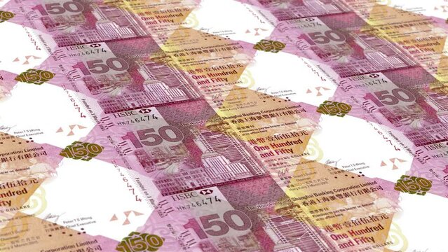Hong Kong Hong Kong Dollar xxx Banknotes Money Printing House, Printing yyy Hong Kong Dollar, Printing Press Machine Print out Hong Kong Dollar, Being printed by currency press machine xxx Hong Kong