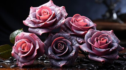 Blooming Pink Roses Laying On Black, Background Image, Desktop Wallpaper Backgrounds, HD