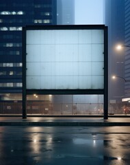 the empty billboard in the middle of a city,
