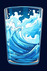 illustration of a glass glass with water making waves