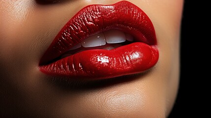 Obraz premium Beautiful Girl Red Heart Lipstick, Background Image, Desktop Wallpaper Backgrounds, HD