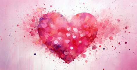 Celebration of love: vibrant heart splash on pink background. copy space