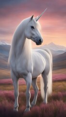 Unicorn in front of mountains