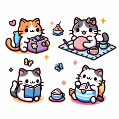 Happy Cats Vector Art Collection