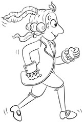 Mann in historischer Kleidung rennt - Vektor-Illustration