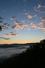 sunset over the fog