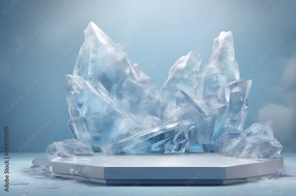 Wall mural ice podium for product ai generated background