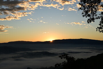 Fototapeta premium sunset over the sea of fog