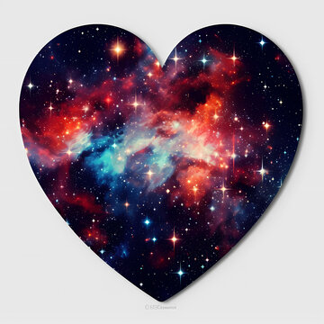 big heart from stars,planets and galaxy.generative ai image valentines love day, february 14th