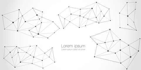 Abstract technology Network nodes, digital connection background with polygonal shapes on white Vector. science technology, data structure, connected points, web.