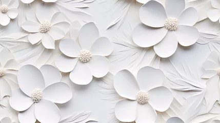  a white paper background adorned with delicately embossed flowers, a textured floral pattern that combines elegance with simplicity. SEAMLESS PATTERN. SEAMLESS WALLPAPER. © lililia