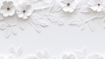 a white paper background adorned with delicately embossed flowers, a textured floral pattern that combines elegance with simplicity. SEAMLESS PATTERN. SEAMLESS WALLPAPER. - obrazy, fototapety, plakaty